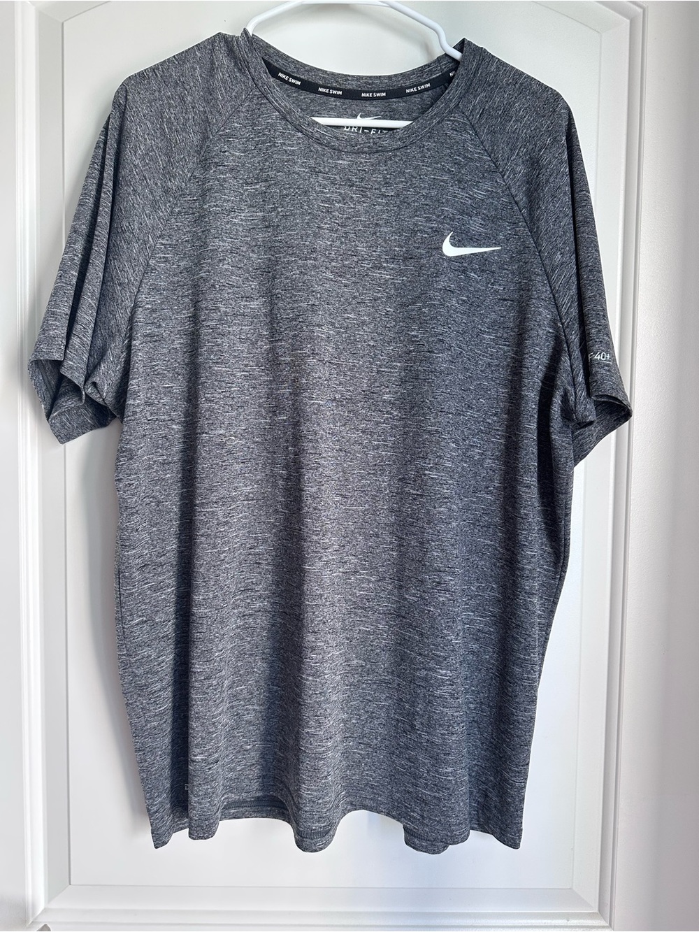 Nike Heathered Dark Gray Dri-FIT Short Sleeve Tee with White Swoosh
